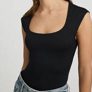 Express Black and White Scoop Neck Bodysuit